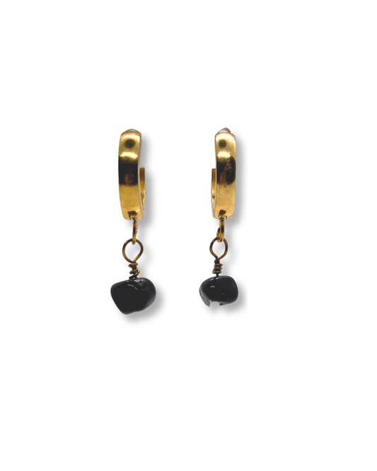 Black Obsidian Huggies