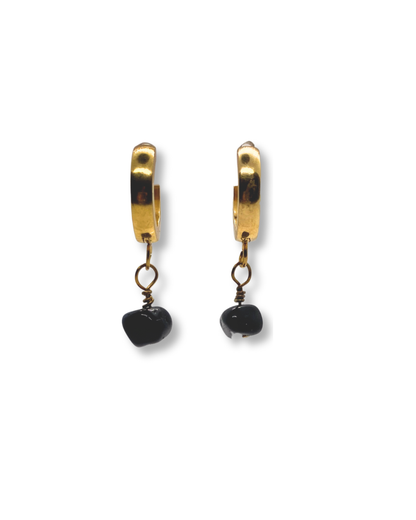 Black Obsidian Huggies