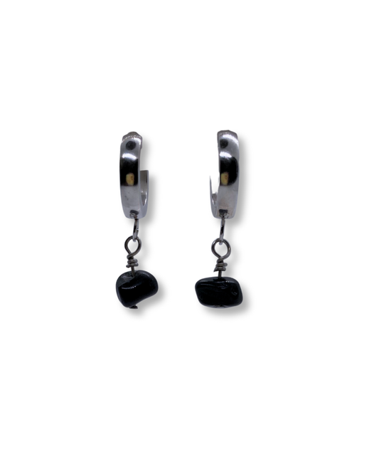 Black Obsidian Huggies